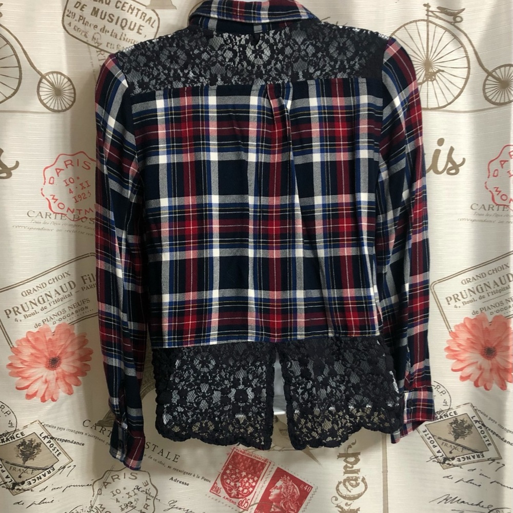Plaid With Lace Girls XL 16